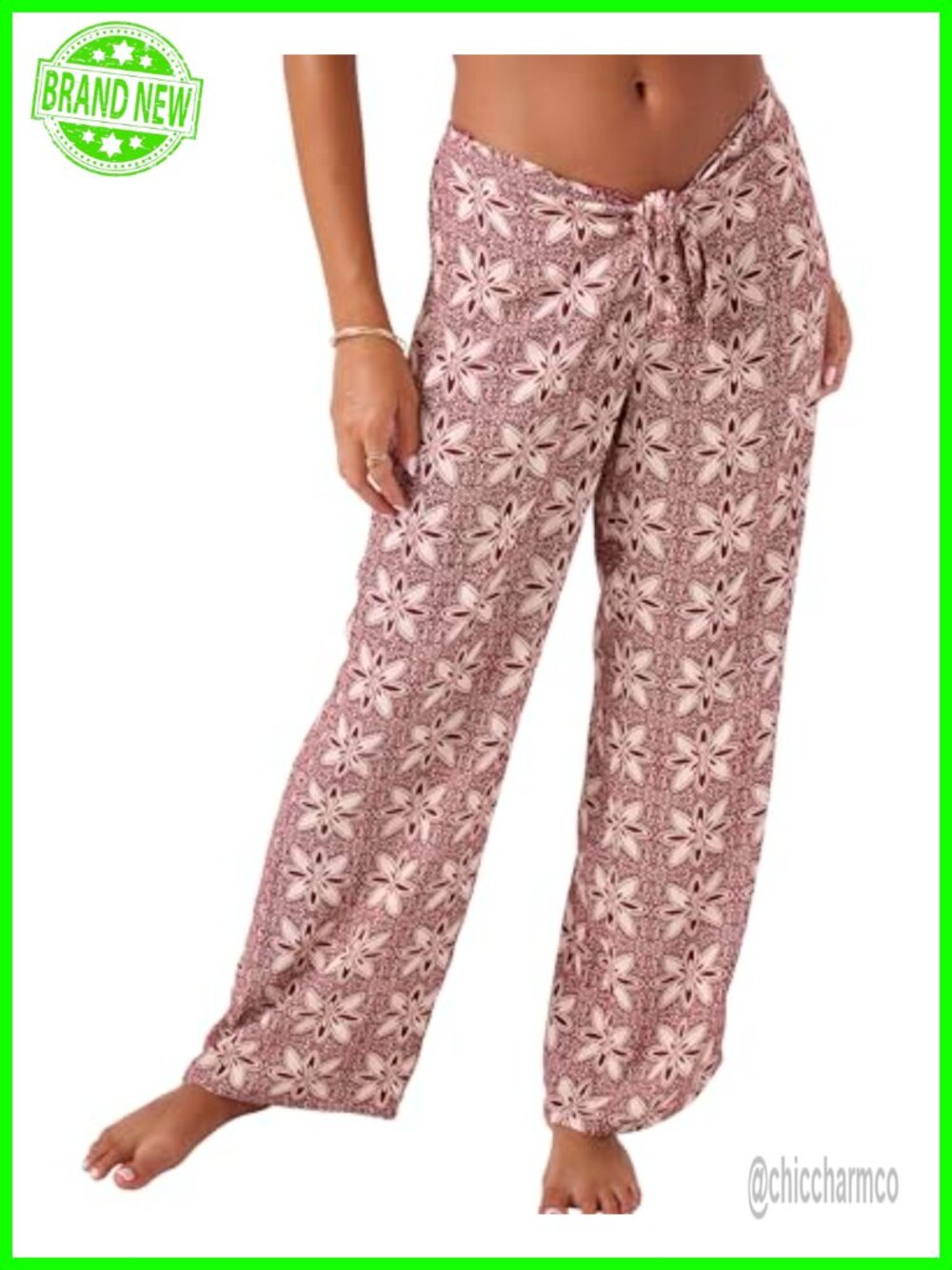 Roxy Batik Tie Front Cover Up Beach Pants Linen Blend Wide Leg Flared Swim